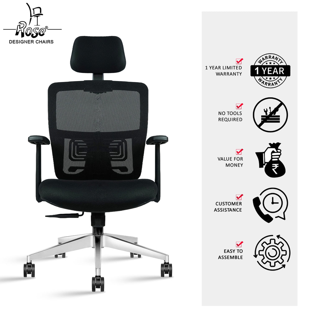 ROSE® Woodpecker Mesh Office Chair (Black, High Back)